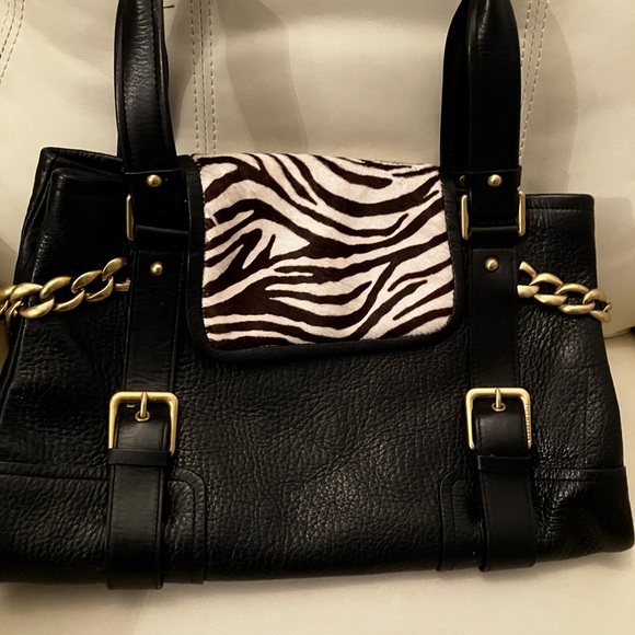 Black and White Zebra  Women's Bag by Keneth Cole genuine Leather.Vintage Y2K - Picture 3 of 12